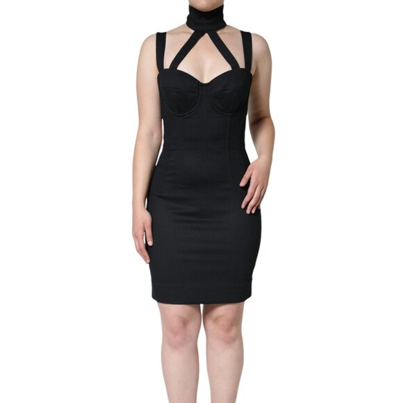 Dolce & Gabbana Black Cut Out Sleeveless Bodycon Mini Dress IT40 S NEW NWT